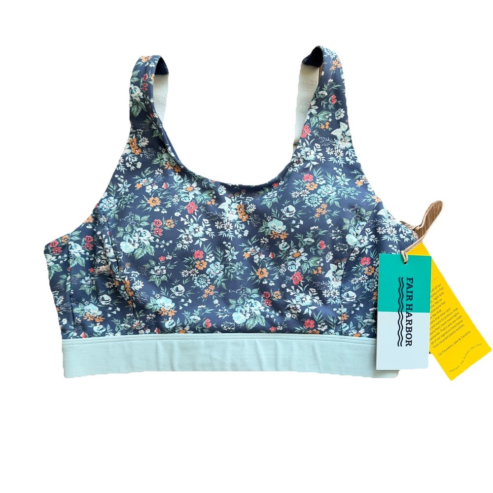 Fair Harbor The Atlantique Marine Floral Sports Bra Size Small NWT Support
